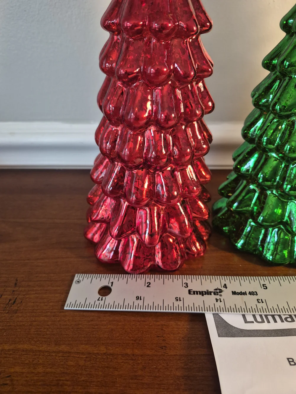 Lumabase Holiday Glass Tree Set – Red, Green, Gold, Battery Operated